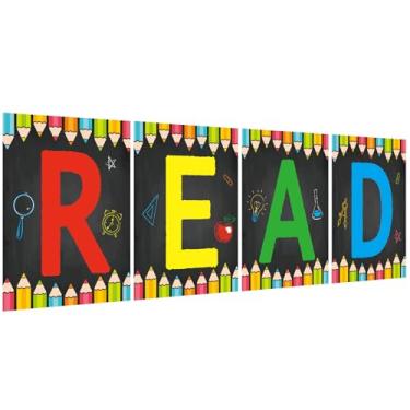 Imagem de COCHIE Cartazes de leitura para decorações de sala de aula, decoração de canto de leitura de biblioteca, cartazes de leitura, quadro de avisos, conjunto de 4, decoração de parede de sala de aula