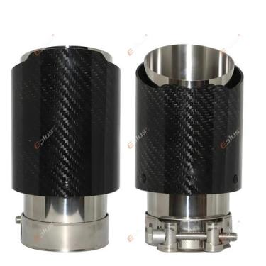 Imagem de Ponteira De Escapamento Universal Em Fibra De Carbono Brilhante, Ponte