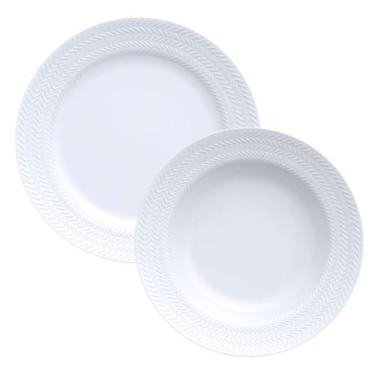 Imagem de Jogo 6 Pratos Fundos 6 Pratos Rasos Chevron Porcelana Germer - Porcela