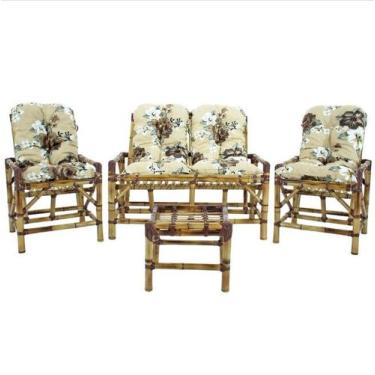 Imagem de Conjunto Cadeiras de Bambu + Mesa Para Sala e Área Externa T1 - Elegan