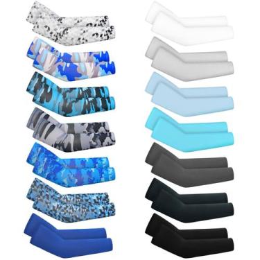 Imagem de Mangas de braço Mepase para crianças, proteção solar UV, 14 pares