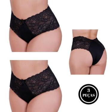 Imagem de Kit 3 Calcinha Plus Size de Renda Tanga Grande 46 48 50 52 54 -c5 KIT 