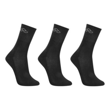 Imagem de Kit Meia Cano Médio Olympikus Feminina 3 Pares, Preto, 33/38