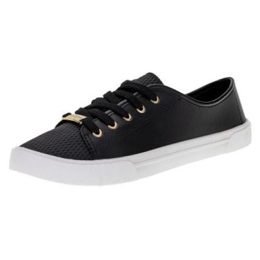 Imagem de Tênis Feminino Moleca Preto Napa Dália Casual Confortável, Preto, 35