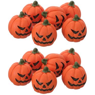 Imagem de Garneck 12 peças de enfeites de abóbora em miniatura de Halloween, decoração de Halloween de resina, abóboras pequenas laranja para lembrancinhas de festa, aquários, enfeites de mesa, decoração de