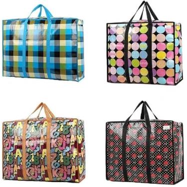 Imagem de Bolsa Sacolao Multiuso Muamba Mala Grande Compras 60x45 Com Alca e ziper reforcado transporte sacoleira organizador