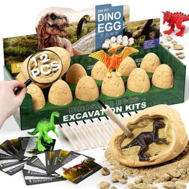 Imagem de Kit de escavação de ovos de dinossauro Uregoio para crianças com lupa 