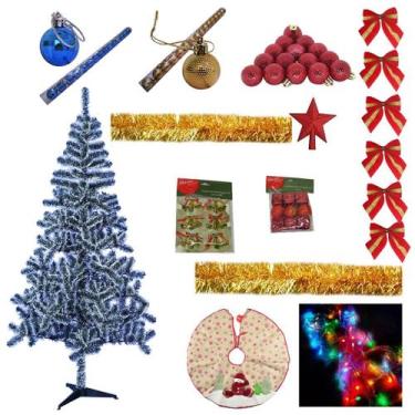 Imagem de Árvore Natal Nevada 2,10m 450 Galhos 77 Enfeites Pisca Pisca Led 110v 