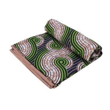 Imagem de Asixxsix Tecido Africano, 6 Jardas de Poliéster Afro-americano Ankara Estampeiro de Cera, Tecido de Impressão de Cera Tribal, para Costurar Projetos de Artesanato, Verde-oliva