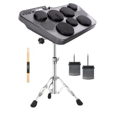 Imagem de Bateria Eletrônica Portátil 7 Pads Voik BEAT70 Com Suporte