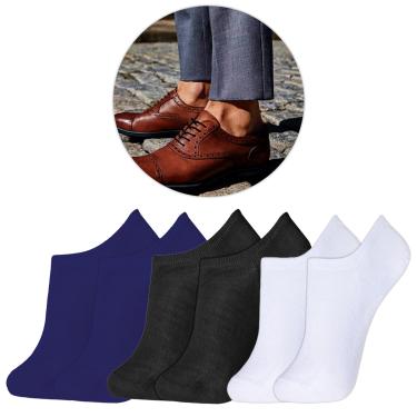 Imagem de Kit 3 Pares Meia Invisível Masculina 40-46 Cores Sortidas