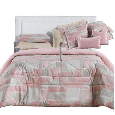 Imagem de Kit Coordenado Edredom e Cobre Leito Sensuale Queen Quadri 4 Peças  - 80% Algodão, 20% Poliéster