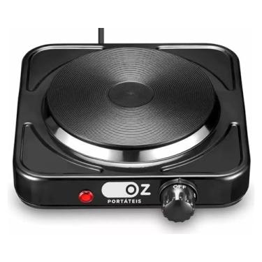 Imagem de Fogão Elétrico Portátil 1 Boca 1000W Oz FEI500 – Cooktop de Mesa Preto, Compatível com Todos os Tipos de Panela, Termostato e Controle de Temperatura (110V)