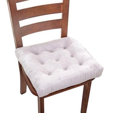 Imagem de Almofada quadrada para cadeira de jantar macia e confortável com enchimento de alta densidade para cadeiras de tatame e assentos de janela de sacada, material de veludo de cristal de fibra de