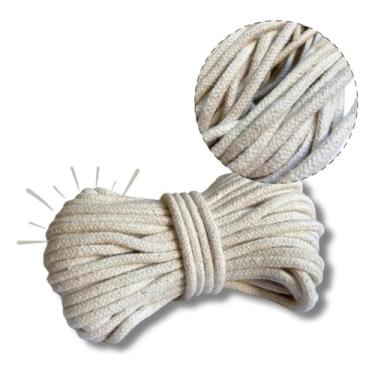 Imagem de Corda para secador de roupas e varal 100% Algodão 15m x 5mm, Trançada Resistente, Alta Durabilidade, Secagem Segura