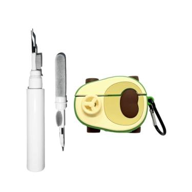 Imagem de [3 em 1] Capa fofa SKPY compatível com Airpods Pro 3 com chaveiro, kit de caneta de limpeza com desenho 3D de animais e gatos, capa protetora à prova de choque para mulheres e homens