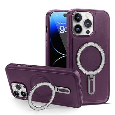 Imagem de Capa de couro magnético de luxo para iphone 14 13 12 11 Pro Max para Samsung S23 Ultra Plus com capa de suporte de anel invisível, T7, para iPhone 13Pro Max