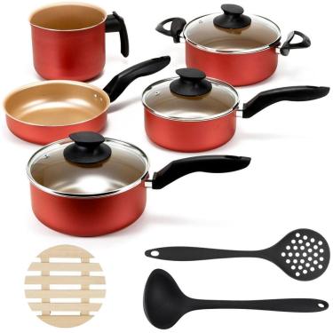 Imagem de Jogo Panelas 05 Pçs + 05 Descansos + Concha + Escumandeira