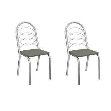 Imagem de Kit 2 Cadeiras Sala Jantar Holanda 2c009cr Aço 2 Un Cromado-linho Escuro - Kappesberg