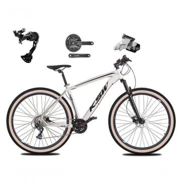 Imagem de Bicicleta Aro 29 Ksw Xlt Alívio E Altus 27v Freio Hidráulico Garfo Trava Pneu Faixa - Branco Tam.21