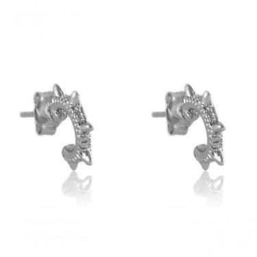 Imagem de Brinco Argolinha De Tachinhas Folheado Em Ródio Branco