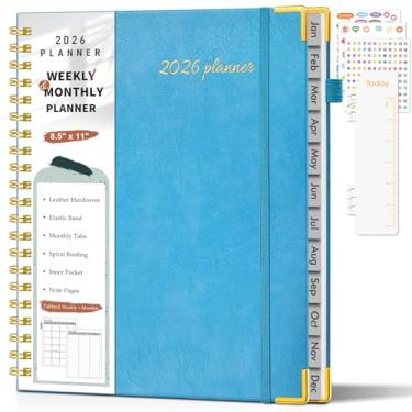 Imagem de Agenda 2025, agenda semanal e mensal de julho de 2025 a junho de 2026, 21,6 cm x 28 cm livro de compromissos horários de couro de capa dura 2025 com abas, agenda diária em espiral para trabalho