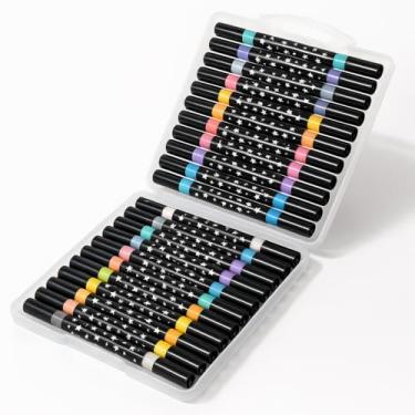 Imagem de Kit de Canetinhas Marcadoras com Maleta e Glitter – Ponta Dupla, Brilho e Cores Vibrantes, Multicolorido, 24 Canetas com 48 Cores, Ideal para Desenho, Pintura e Artesanato