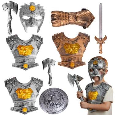 Imagem de Kit Infantil Fantasia Armadura Medieval Espada Escudo Gladiador Para C
