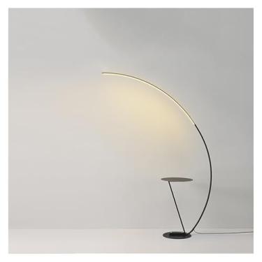 Imagem de Luminária de chão Candeeiro de pé em arco para sala estar, candeeiro com mesa, contemporâneo sobre o sofá para quarto e escritório(Preto)