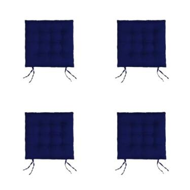 Imagem de 4 Almofadas Futons - Assento de cadeira 40x40(Azul Marinho)