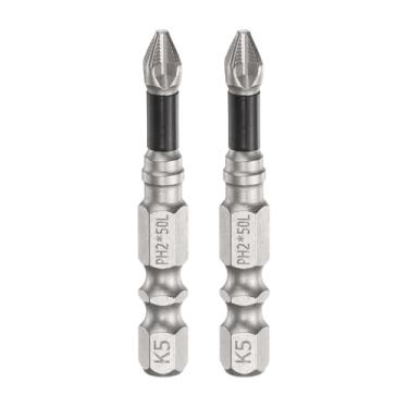 Imagem de Generic 2 peças de chave de fenda Phillips PH2 ponta serrilhada 1/10.2 cm, haste sextavada de 50 mm (50 mm) de impacto, magnética, antiderrapante, chave de fenda cruzada industrial para remover