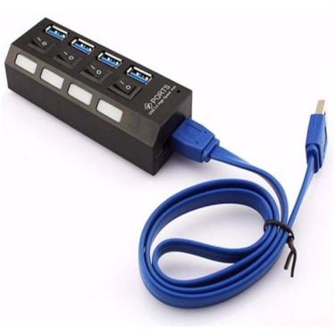 Imagem de Hub Usb 3.0 Com 4 Portas High Speed 5 Gbps Com Teclas On/off