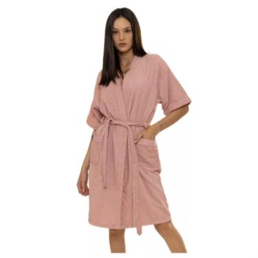 Imagem de Roupão De Banho Felpudo Atoalhado Adulto Tamanho Gg Rose