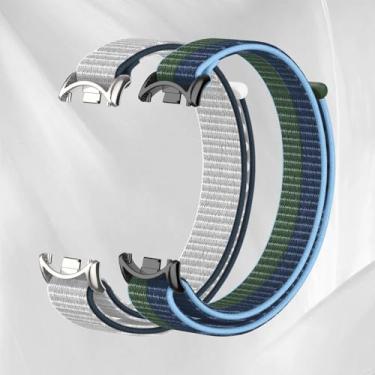 Imagem de Pulseira esportiva de nylon compatível com Xiaomi Smart Band 10/9/8 para mulheres e homens, pulseira de substituição macia e respirável, 2 peças (cinza celeste + azul escuro, para Xiaomi Mi Band 8/9