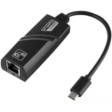 Imagem de Adaptador USB Tipo-C para RJ45, Ethernet Gigabit 1000Mbps, Plug and Play, Compatível com Windows, Mac, Linux e Android, Cabo 10cm, Preto