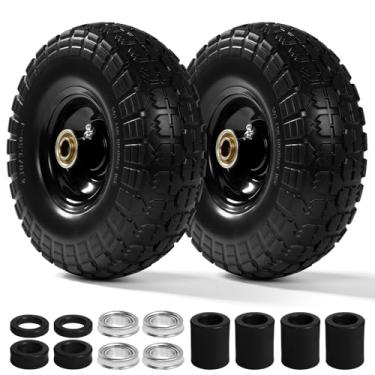 Imagem de Backyard Expressions 25,4 cm, 33 cm, 40,6 cm, pacote com 2 rodas de substituição de borracha maciça para caminhão de mão, carrinho de mão, carrinho, carrinho de jardim - rolamentos de 5/20.3 cm e 3