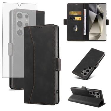 Imagem de Asuwish Capa carteira flip para celular Samsung Galaxy S24 Ultra 5G com protetor de tela de vidro temperado, capa fólio magnética, compartimento para cartão de crédito, suporte, acessórios para
