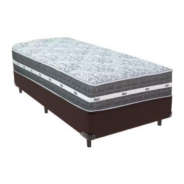 Imagem de Cama Box Marrom E Colchão Black Graphite Molas Ensacadas Solteiro 88x188x27 Anjos