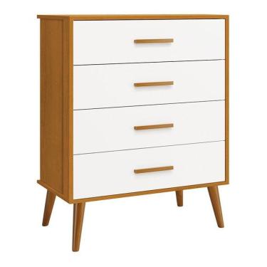 Imagem de Cômoda Infantil Isis 4 Gavetas Branco Savana - Reller Móveis Branco Savana