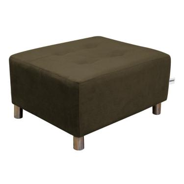 Imagem de Puff Para Sala Quadrado Decorativo Com Pés Com Alumínio Nero Matrix - Veludo Marrom Escuro