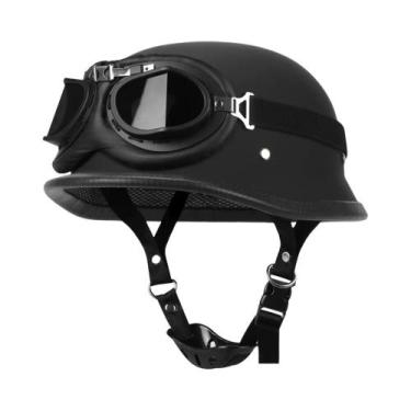 Imagem de Capacete Vintage Alemão De Couro Para Motocicleta, Certificado DOT, Ca