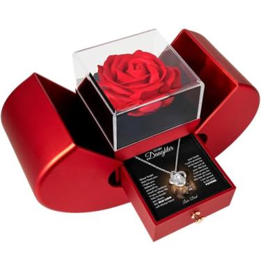 Imagem de Colar To My Beautiful Daughter da Mom & Dad | Pingente de zircônia cúbica com cartão de mensagem sincero e caixa de presente | Presente de aniversário da filha, formatura, Natal dos pais, Adjustable