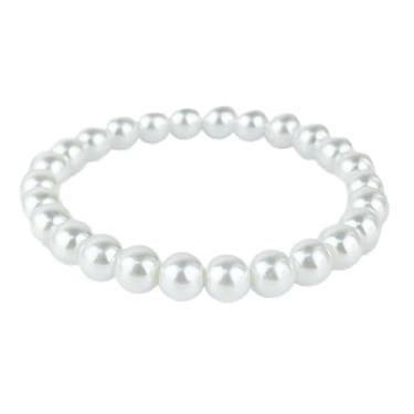 Imagem de Pulseira feminina de pérola ajustável de 8 mm, Adjustable, Cerâmica, Sem Pedra Preciosa