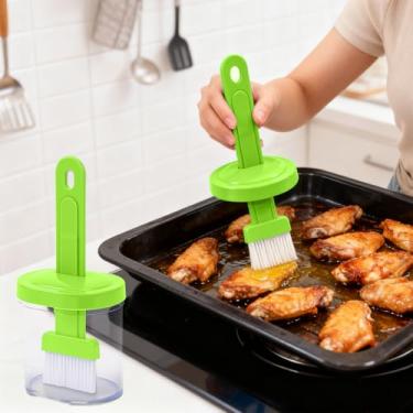 Imagem de Escova de óleo com garrafa de silicone de armazenamento para cozinhar, assar, churrasco, utensílios de cozinha, recarregável, resistente a vazamentos, dispensador de molho