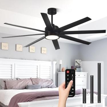 Imagem de Conciseer Ventiladores De Teto Modernos Com Luzes, Ventilador De Teto De 65 Polegadas Com Luz E Controle Remoto Para Quarto, Sala De Estar, Cozinha E Escritório, Uso Interno/Externo, Regulável Em 3