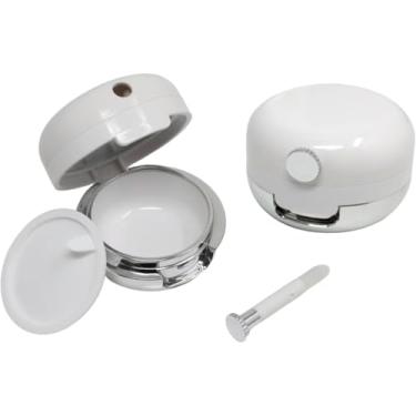 Imagem de HywkingGrt Pacote com 2 recipientes brancos para protetor labial vazio, aplicador com escova de silicone e tampa espelhada, caixa de batom portátil para viagens de negócios e casa