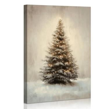 Imagem de Decoração de arte de parede em tela de Natal grande árvore de Natal vintage decoração de parede grande impressões de arte de Natal emolduradas 30 x 40 cm