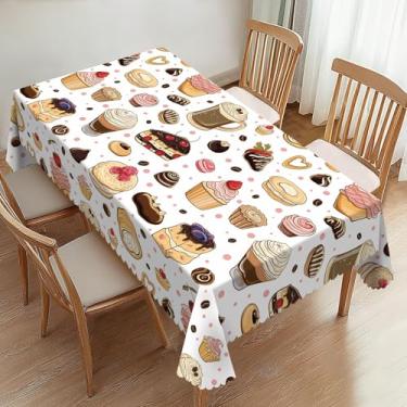 Imagem de ZYPHORIEL Toalhas de mesa retangulares para bolos de café, toalhas de mesa retangulares, toalha de mesa de jantar para mesas retangulares, toalha de mesa lavável para festa 137 x 182 cm