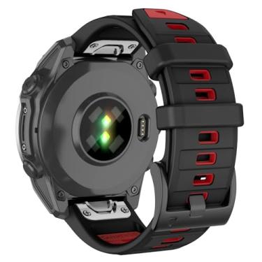 Imagem de Velocarer Pulseira de silicone QuickFit de 26 mm para Garmin Fenix 8/7X/7X Pro/6X/6X Pro/5X/5X Plus (51 mm), Epix Pro 51 mm, Tactix 8/7/7 Pro, para smartwatch Enduro 3/2, preta e vermelha