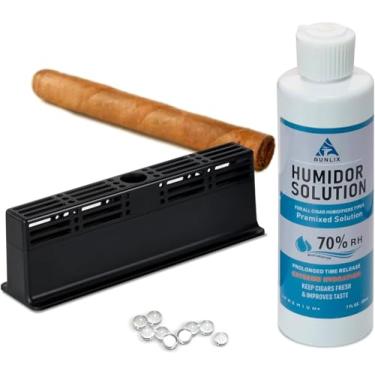 Imagem de Aunlix Conjunto de umidificador de charuto,cigar humidor solution 200ml kit,sistema de umidificação de 3 vias, mantém 70% UR, umidade para 1-100 charutos em caixa de charutos